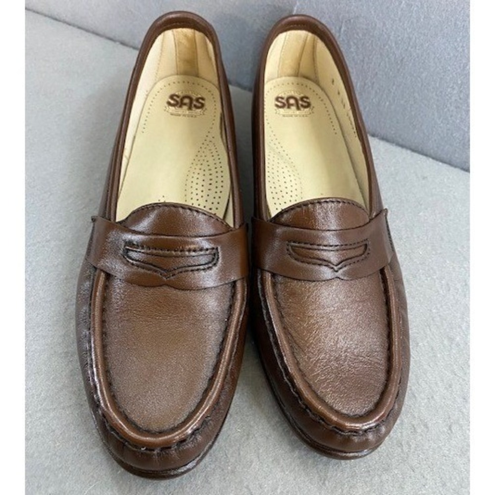 SAS Womens Brown Leather‎ Penny Loafers Comfort Shoes Made in USA 8 M